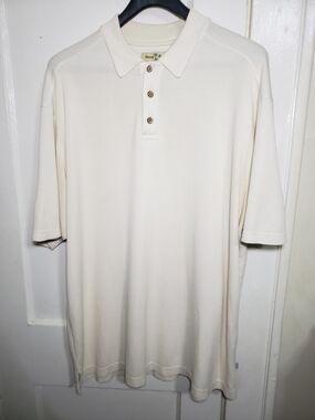 TOMMY BAHAMA Silk Cotton Polo Shirt Size L Large Luxury Casual Knit Short Sleeve